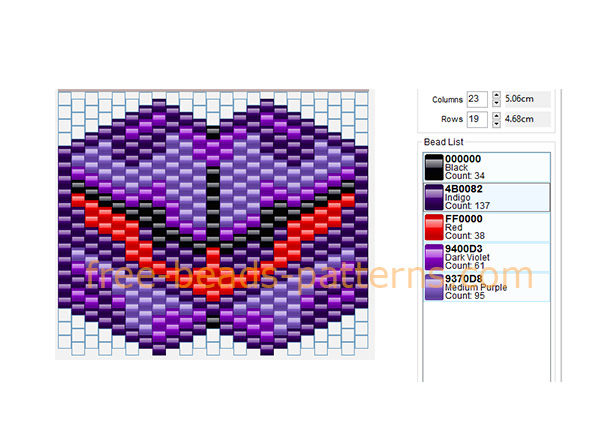 Evangelion Unit 03 mask free pony beads pattern perler beads pattern