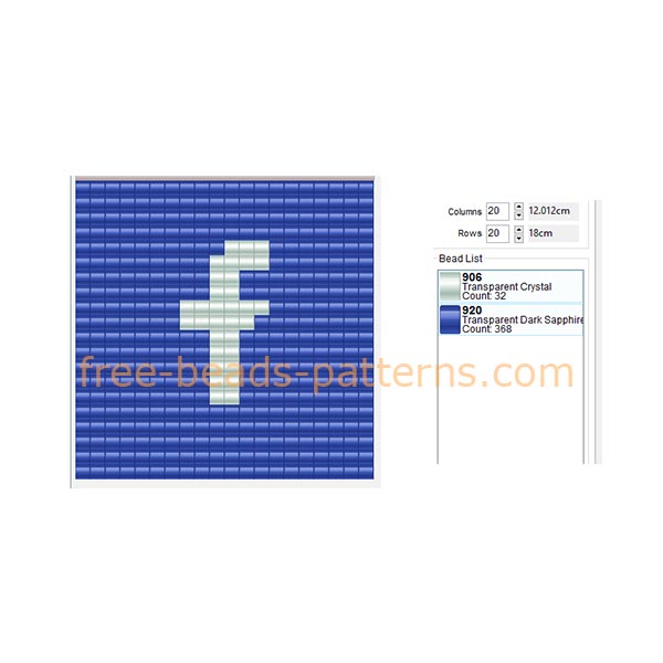 Facebook Social Network logo free pony beads Pyssla Hama Beads pattern keychain idea