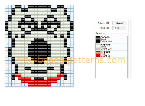 Family Guy cartoon Brian dog face free Pyssla Hama Beads perler beads pattern 21 x 25 3 colors