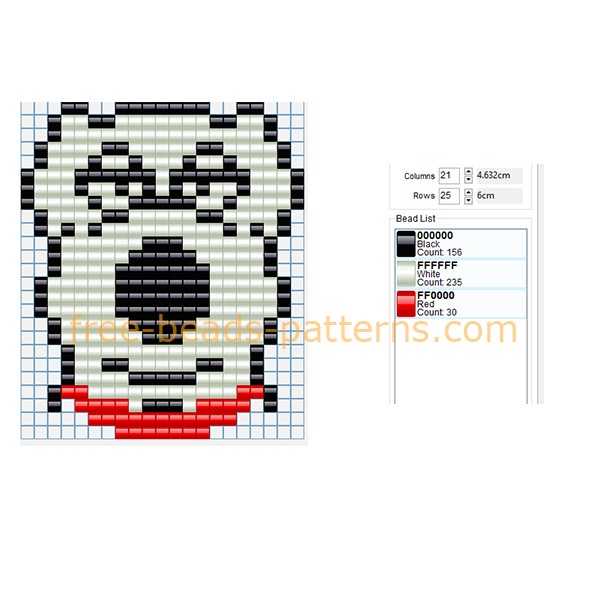 Family Guy cartoon Brian dog face free Pyssla Hama Beads perler beads pattern 21 x 25 3 colors