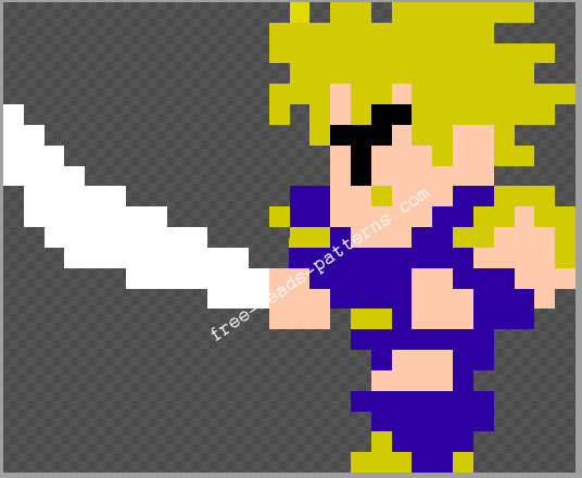 Final Fantasy VII NES Cloud free perler beads fuse beads pattern