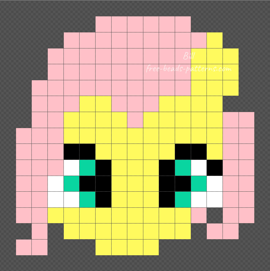 Fluttershy My Little Pony hama beads midi 15x15