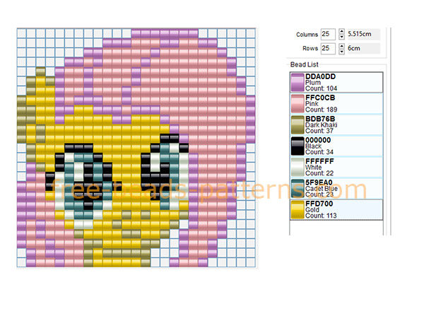 Fluttershy My Little Pony head free perler beads Hama Beads Pyssla pattern