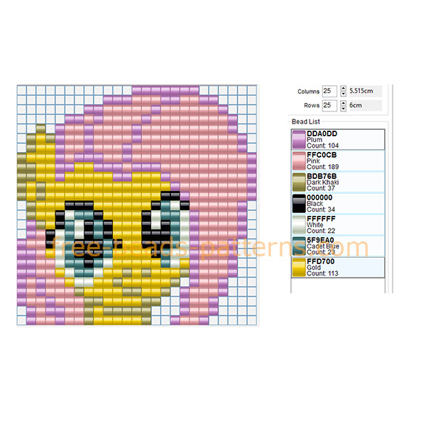 Fluttershy My Little Pony head free perler beads Hama Beads Pyssla pattern