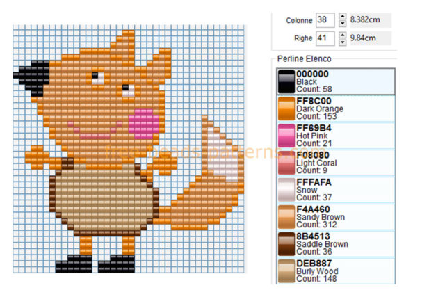 Freddy Fox Peppa Pig friend free perler beads pony beads pattern download