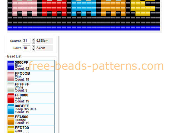 Free perler beads pattern bracelet with Pacman and enemies