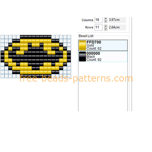 Free perler beads pony beads seed beads pattern Batman logo 18 x 11 2 colors