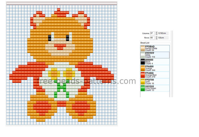 Friend Bear Care Bears Hama Beads perler beads for children size 35 x 38