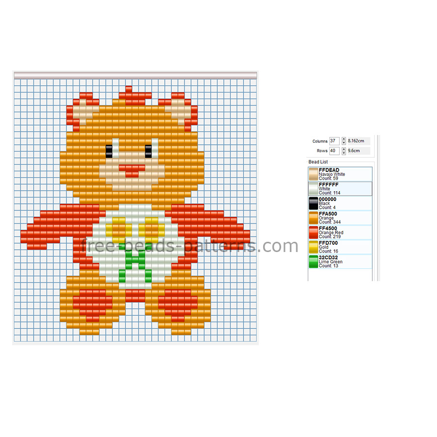 Friend Bear Care Bears Hama Beads perler beads for children size 35 x 38