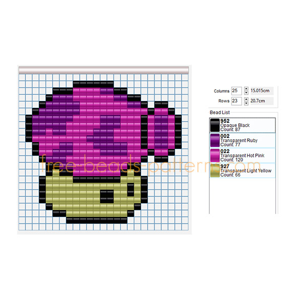 Fume Shroom Plants vs Zombies character free Hama Beads Pyssla pattern download