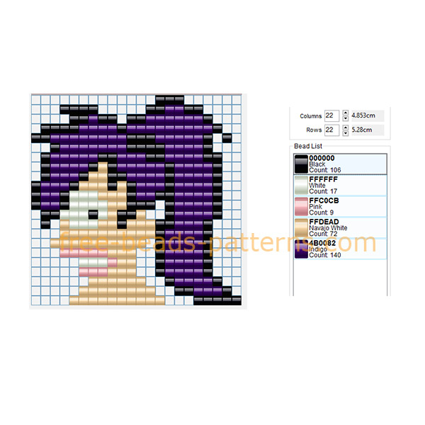 Futurama cartoon Leela face free Hama Beads fuse beads pattern design download