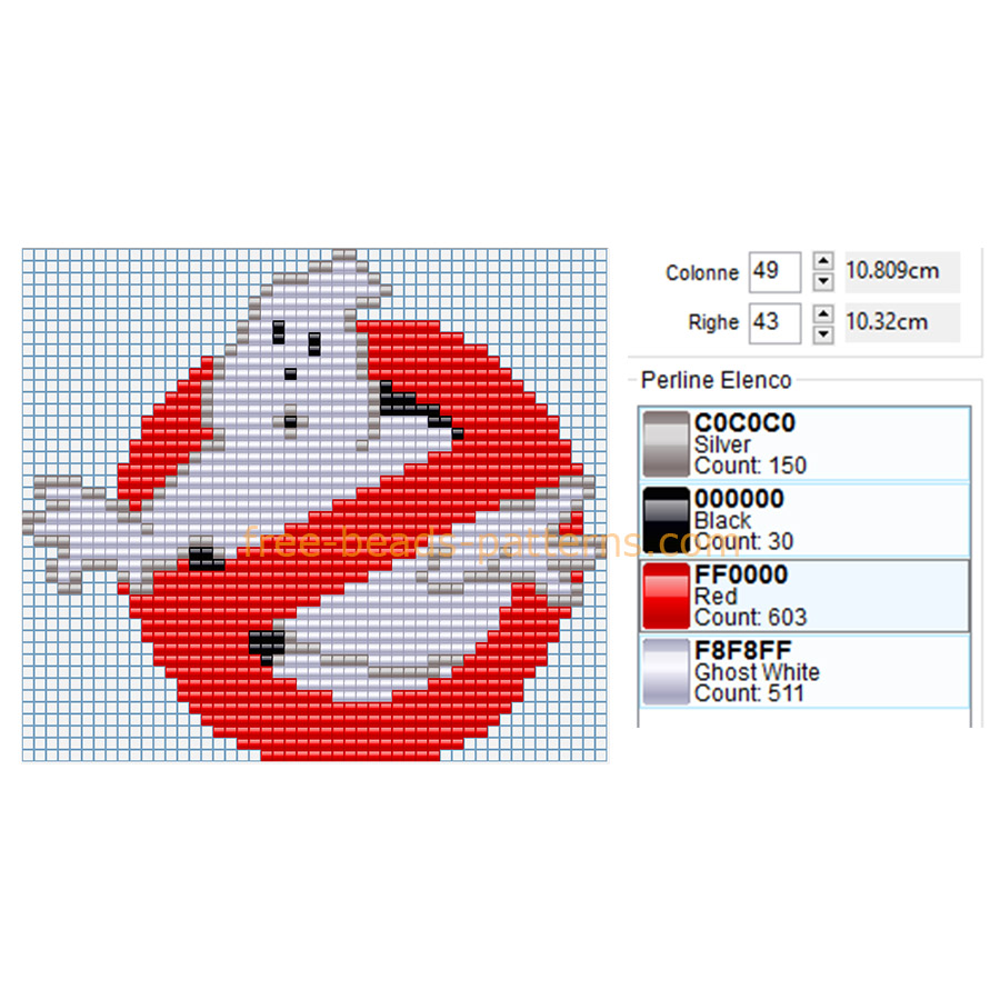 Ghostbusters logo free Hama Beads perler beads pattern big size download