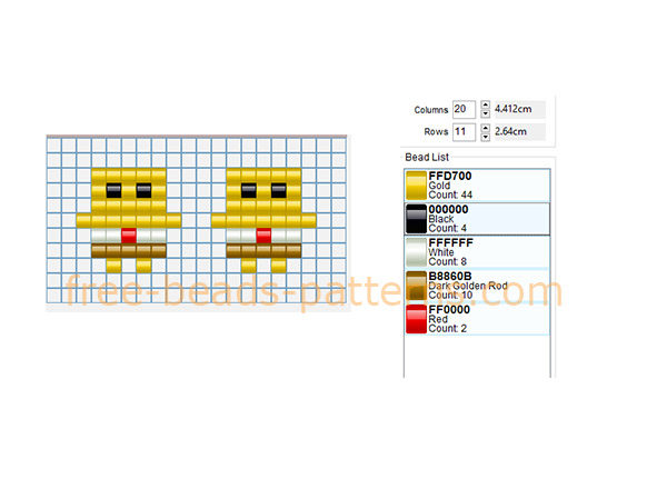 Girl earrings with Spongebob Squarepants free Hama Beads Pyssla perler beads sprite beads pattern