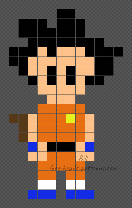 Goku mini from Dragonball Hama Beads design 12x20