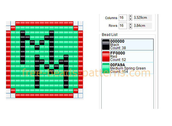Green and red initials M M free perler beads pattern download
