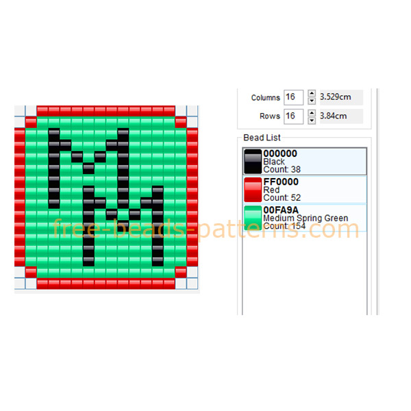 Green and red initials M M free perler beads pattern download