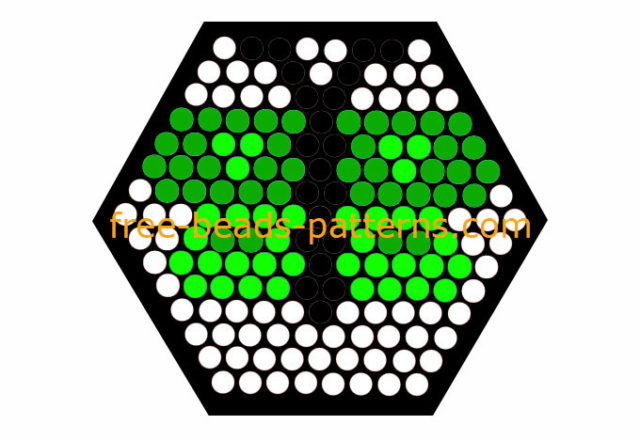 Green butterfly free hexagon pony beads Pyssla design pattern
