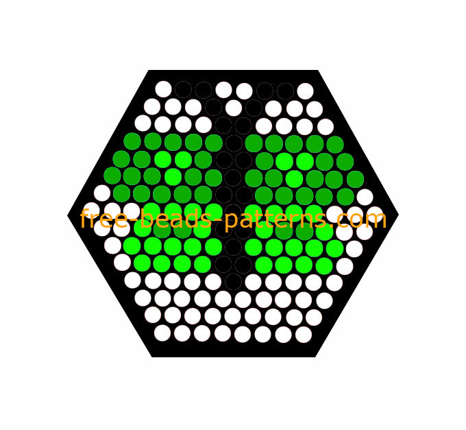 Green butterfly free hexagon pony beads Pyssla design pattern