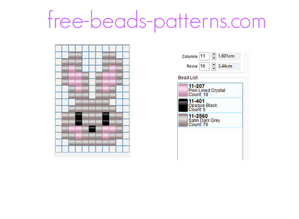 Grey rabbit free Hama Beads Pyssla pony beads pattern for children