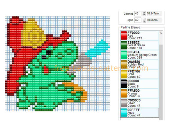 Grisù from the cartoons small green dragon firefighter free Hama Beads baby toys pattern