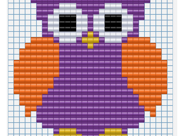 Halloween owl free Pyssla pixel art beads design for children