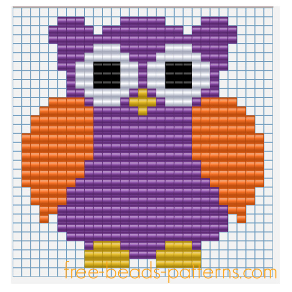 Halloween owl free Pyssla pixel art beads design for children