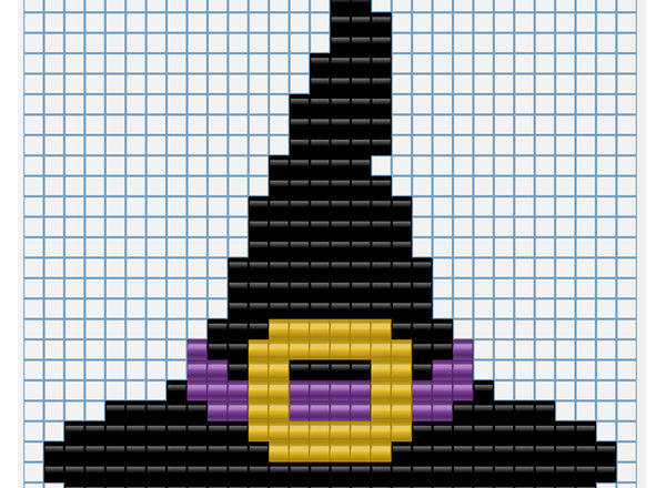 Halloween witch hat free Hama Beads Pyssla design for children