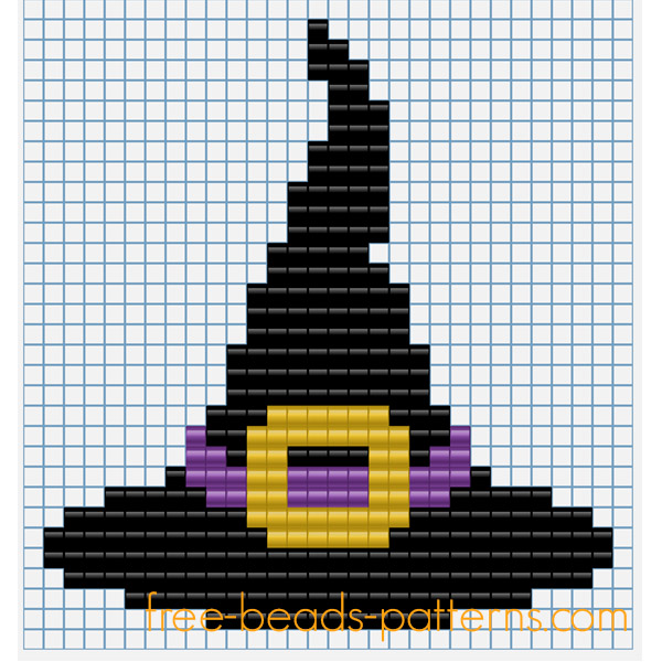 Halloween witch hat free Hama Beads Pyssla design for children