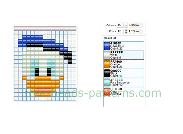 Hama Beads Pyssla pattern download logo keychain idea with Disney Donald Duck