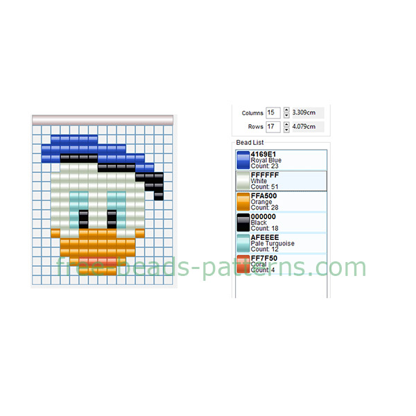 Hama Beads Pyssla pattern download logo keychain idea with Disney Donald Duck