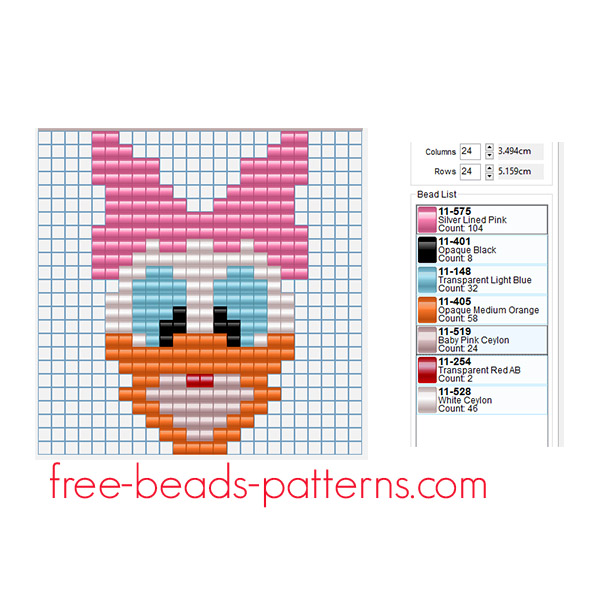 Hama Beads Pyssla pattern with Disney Daisy Duck