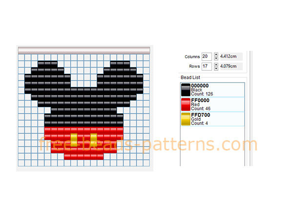 Hama Beads pony beads logo with Disney Mickey Mouse 18 x 15 beads 3 colors