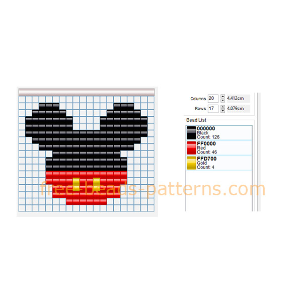 Hama Beads pony beads logo with Disney Mickey Mouse 18 x 15 beads 3 colors