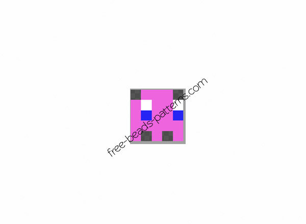 Hama beads ring with pink Pacman ghost free pattern