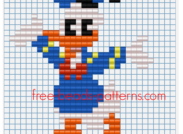 Happy Donal Duck free perler beads fusion beads pattern for children