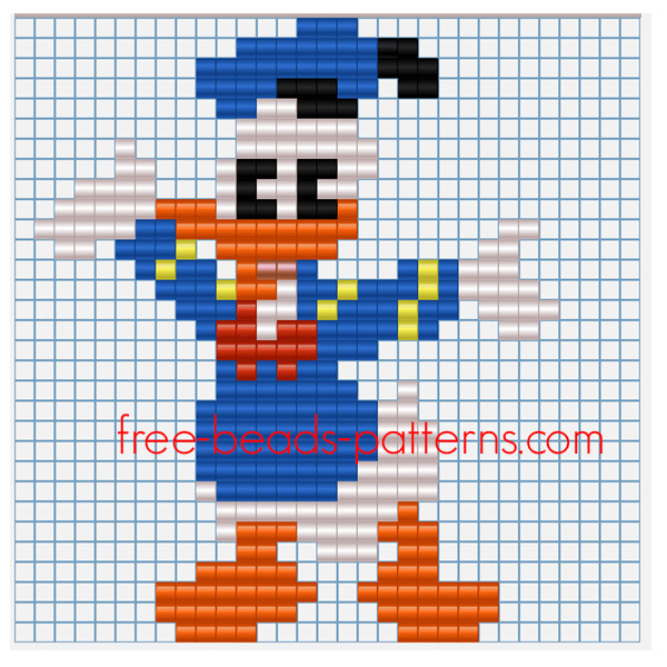 Happy Donal Duck free perler beads fusion beads pattern for children