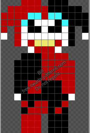 Harley Quinn free Nabbi fuse beads Perler beads pattern 13x20