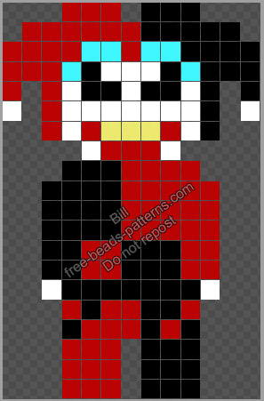 Harley Quinn free Nabbi fuse beads Perler beads pattern 13x20