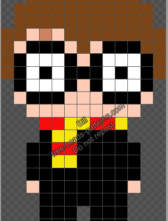 Harry Potter chibi free Hama Beads Perler Artkal pattern 13x19