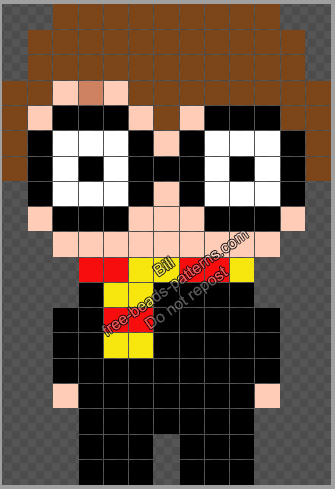 Harry Potter chibi free Hama Beads Perler Artkal pattern 13x19