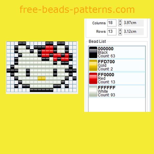 Hello Kitty face perler beads free pattern Hama Beads keychain keyring idea