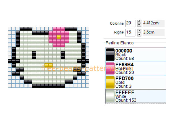 Hello Kitty with a flower free perler beads Hama Beads pattern 20 x 15 4 colors
