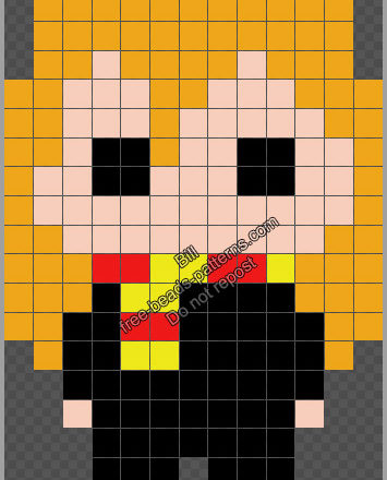 Hermione chibi Harry Potter character free Perler Beads Hama beadsprite pattern 13x19