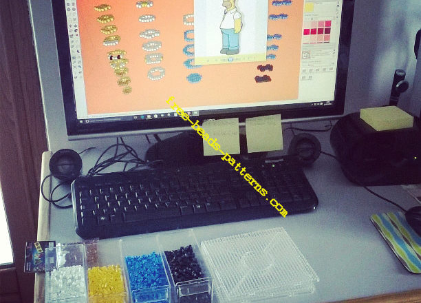 Homer Simpson 3D Hama Beads perler beads pixelart work photos (1)