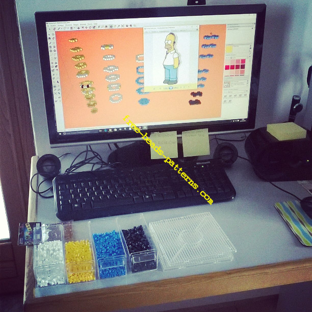 Homer Simpson 3D Hama Beads perler beads pixelart work photos (1)