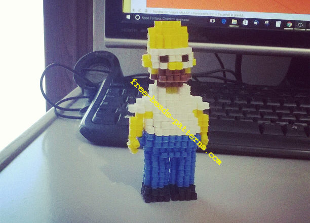 Homer Simpson 3D Hama Beads perler beads pixelart work photos (5)