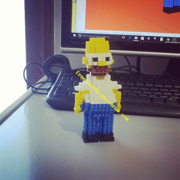 Homer Simpson 3D Hama Beads perler beads pixelart work photos (5)