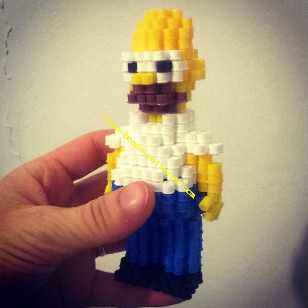 Homer Simpson 3D Hama Beads perler beads pixelart work photos (6)