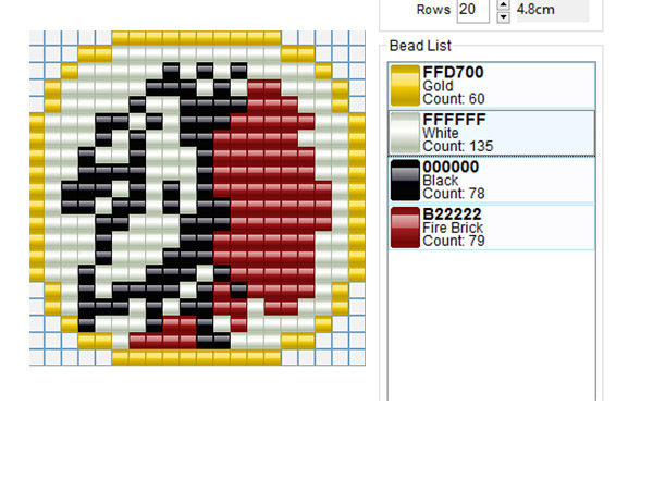 Indian face in yellow circle 20 x 20 free perler beads pattern download keychain idea