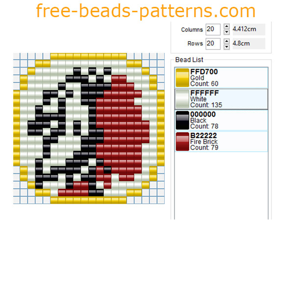 Indian face in yellow circle 20 x 20 free perler beads pattern download keychain idea